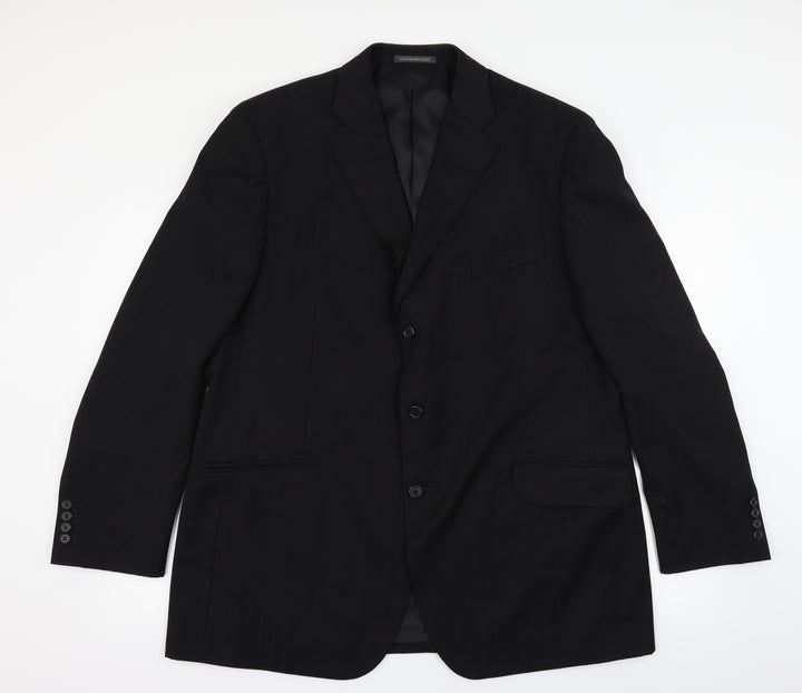 Greenwoods Mens Black Striped  Jacket Suit Jacket Size 46