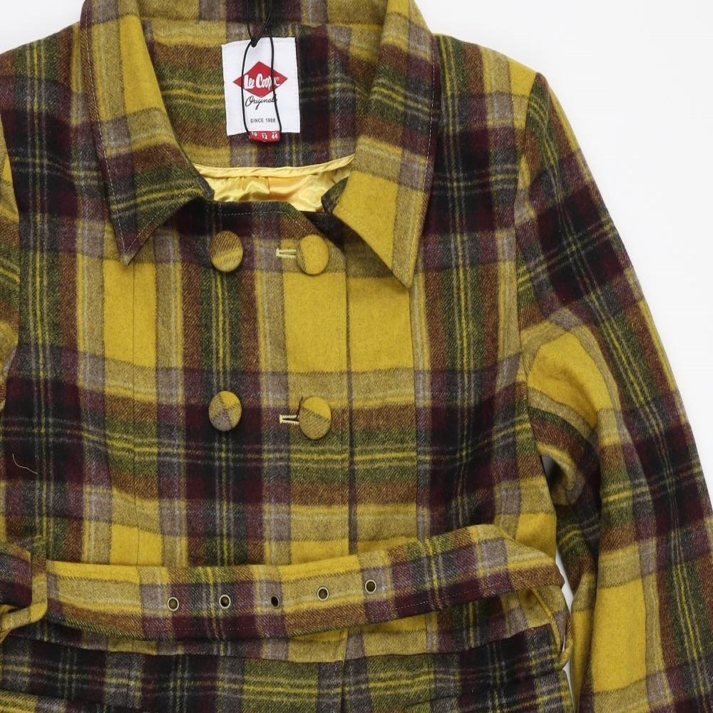 Lee Cooper Womens Yellow Check  Trench Coat Coat Size 16