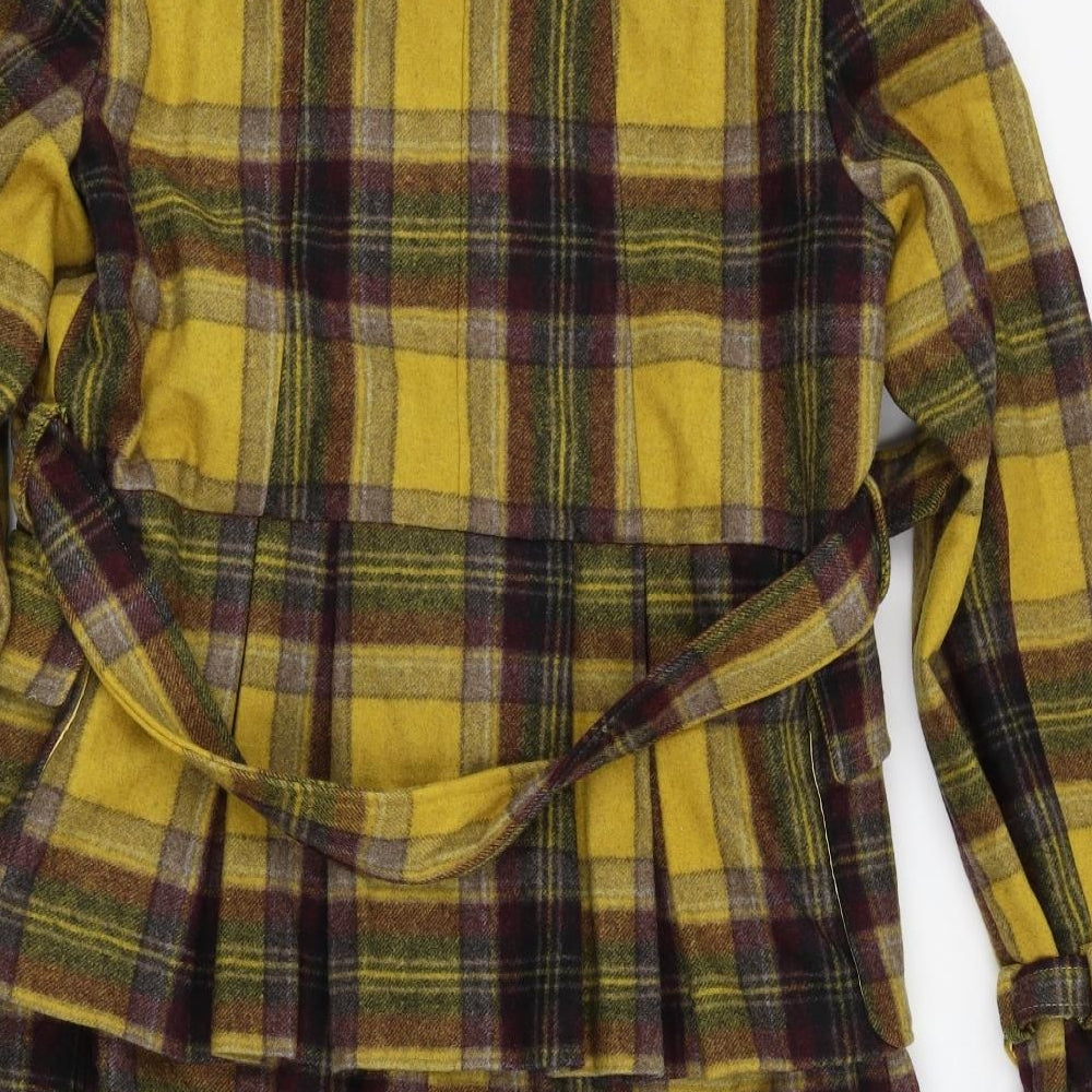Lee Cooper Womens Yellow Check  Trench Coat Coat Size 16