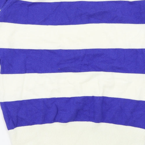 Voi Womens White Striped  Pullover Jumper Size 8