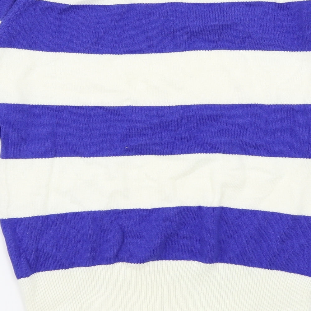 Voi Womens White Striped  Pullover Jumper Size 8