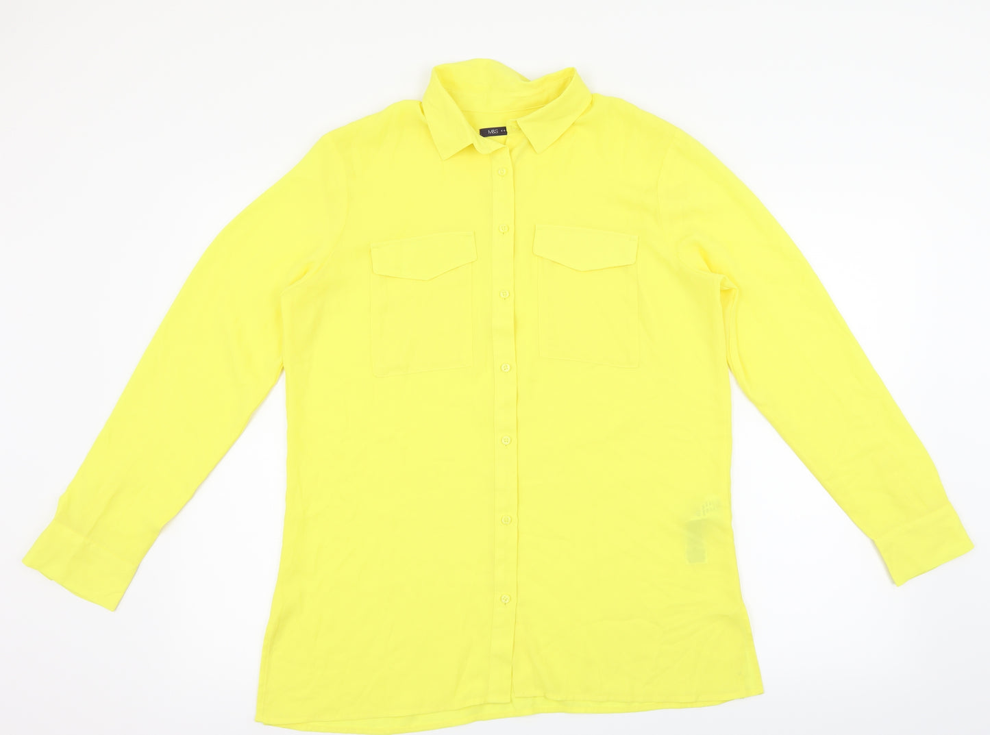 M&S Womens Yellow   Basic Button-Up Size 12