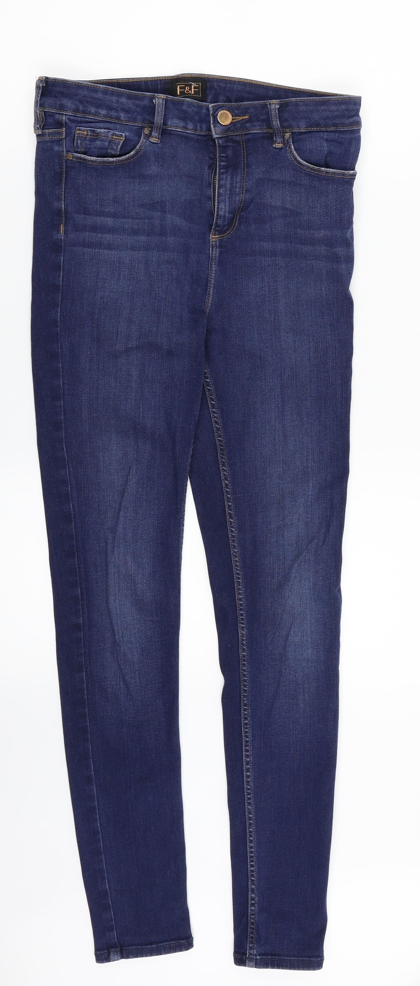 F&F Womens Blue  Denim Skinny Jeans Size 10 L29 in