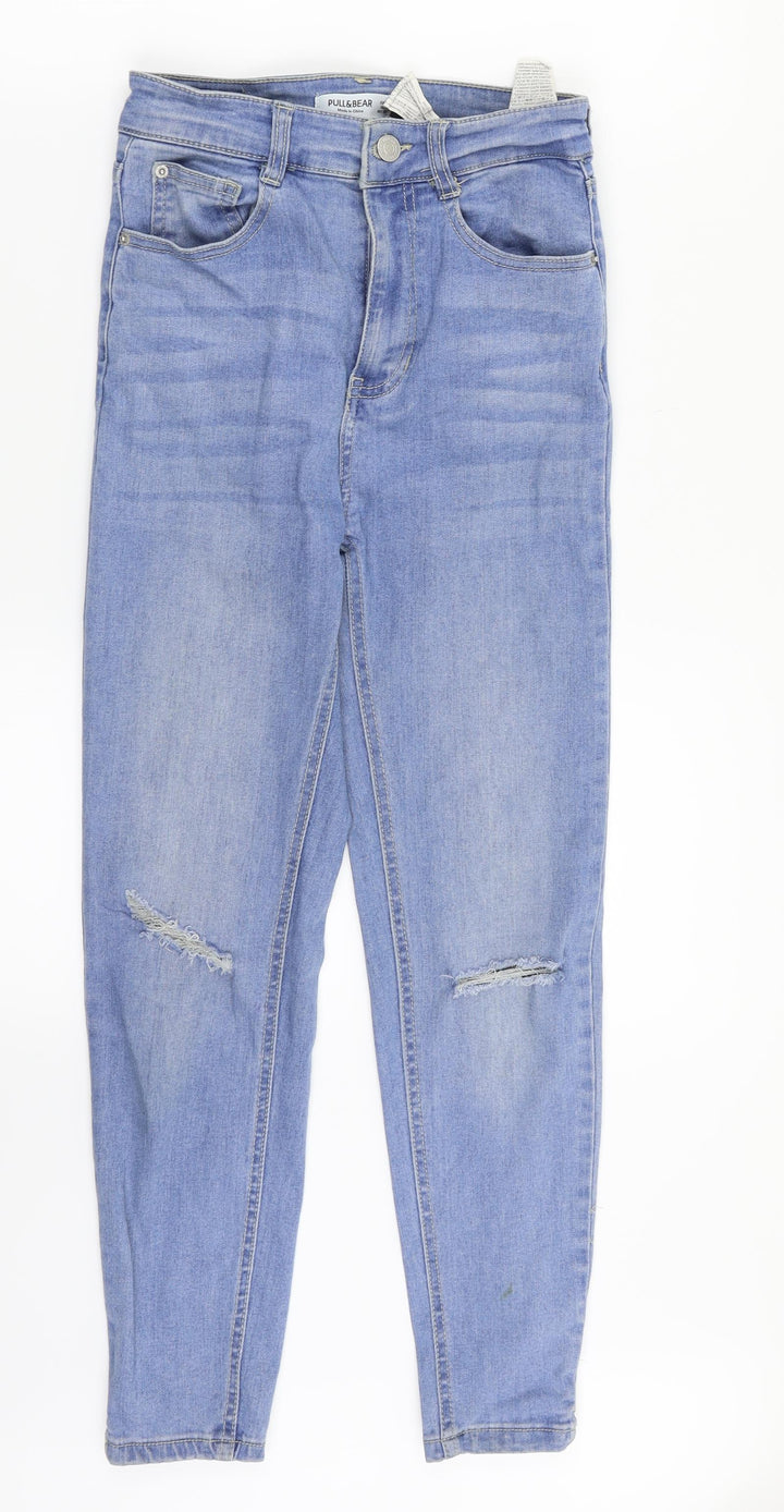 Pull&Bear Womens Blue Denim Straight Jeans Size 8 L24 in