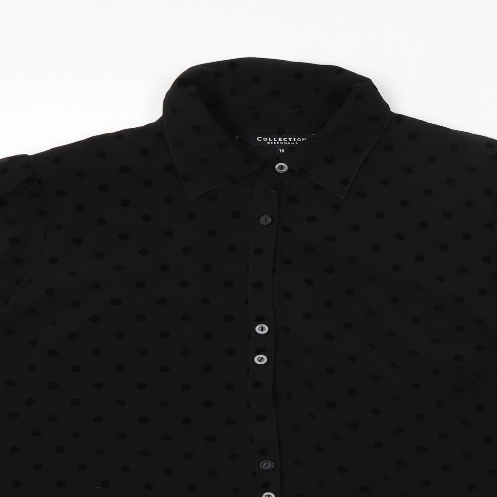 Debenhams Womens Black Polka Dot  Basic Button-Up Size 14