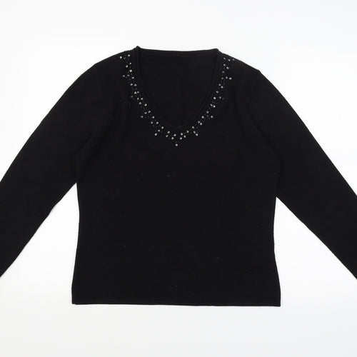 Preworn Womens Black  Knit Pullover Jumper Size M