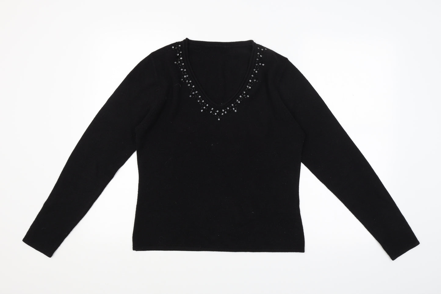 Preworn Womens Black  Knit Pullover Jumper Size M