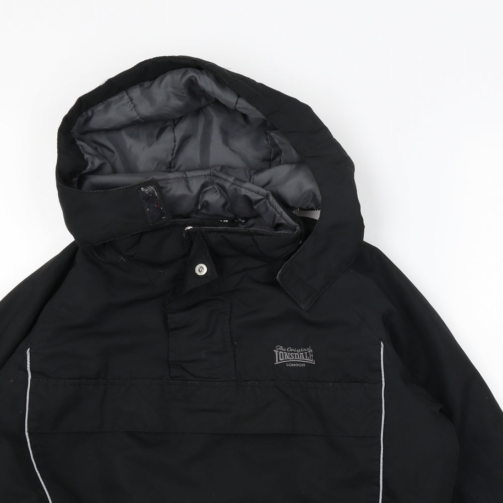 Lonsdale Boys Black   Anorak Coat Size 7-8 Years