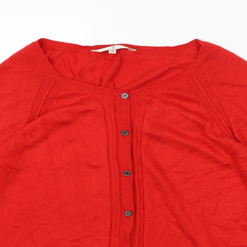 Jasper Conran Womens Red  Knit Cardigan Jumper Size 18