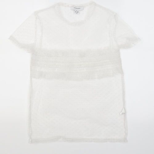 Primark Womens White Polka Dot Mesh Basic T-Shirt Size XS  - See Through