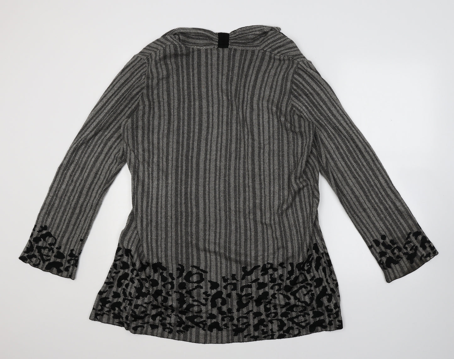 Per Una Womens Grey Striped Knit Cardigan Jumper Size 16  - Longline