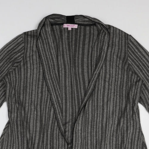 Per Una Womens Grey Striped Knit Cardigan Jumper Size 16  - Longline