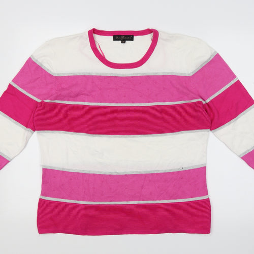 Mudflower Womens Pink Striped Knit Pullover Jumper Size L