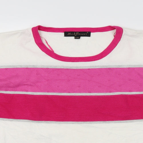 Mudflower Womens Pink Striped Knit Pullover Jumper Size L