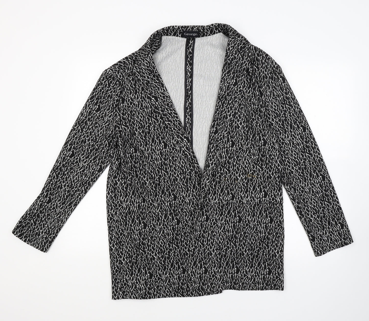 George Womens Black Animal Print  Cardigan Jumper Size 12