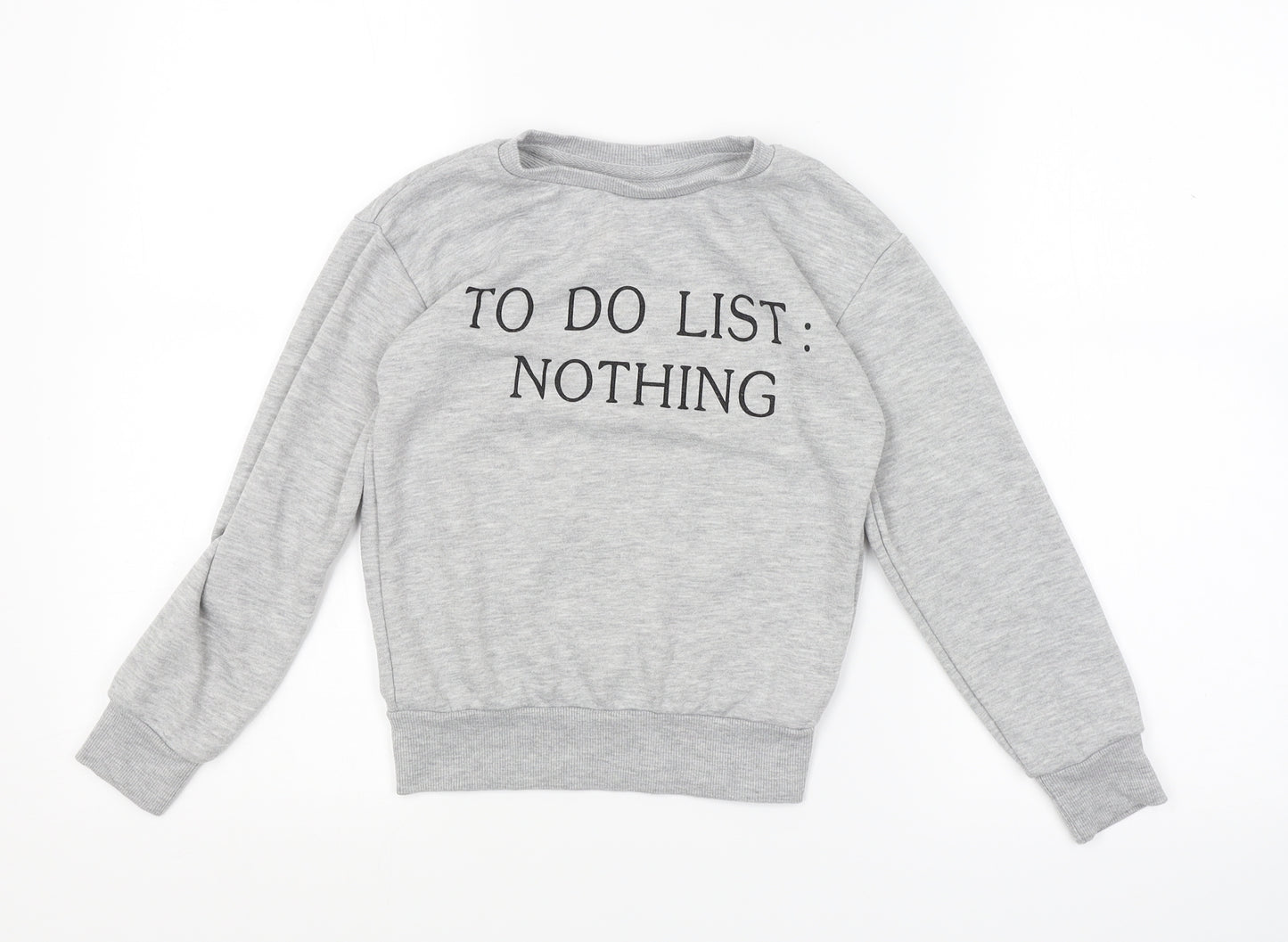 Primark Girls Grey   Pullover Jumper Size 7-8 Years  - To Do List: Nothing