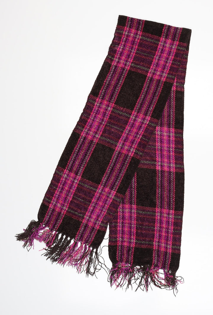 Preworn Womens Brown Plaid Scarf