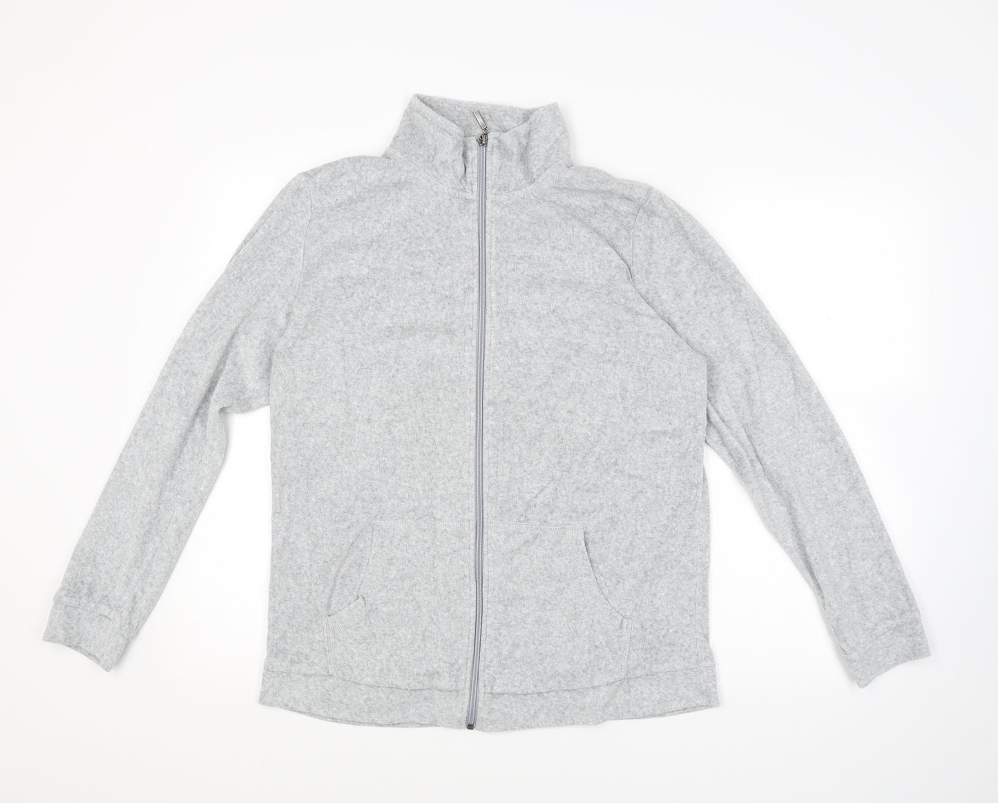 Avenue Womens Grey  Velvet Full Zip Sweatshirt Size 16