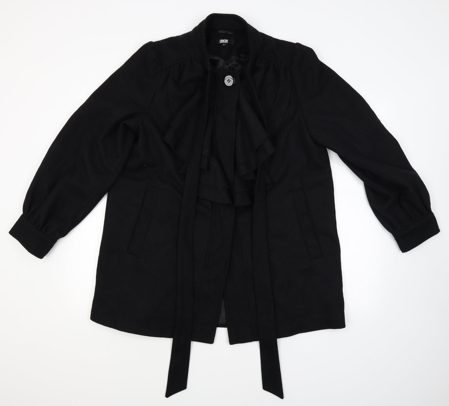 ASOS Womens Black   Overcoat Coat Size 16