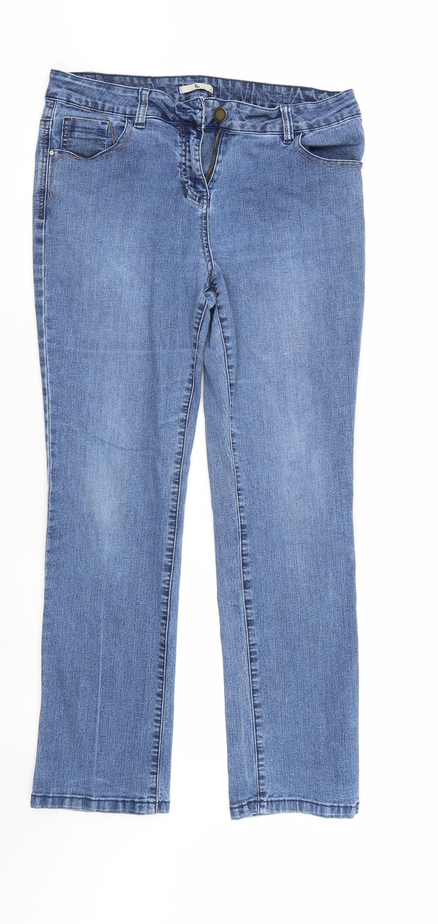 TU Womens Blue  Denim Straight Jeans Size 14 L27 in