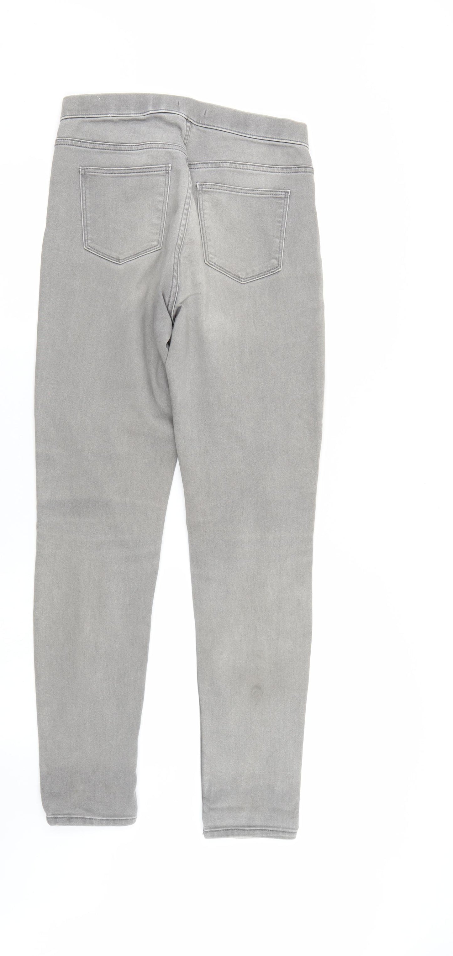 H&M Womens Grey  Denim Straight Jeans Size 12 L28 in - Elastic Waist
