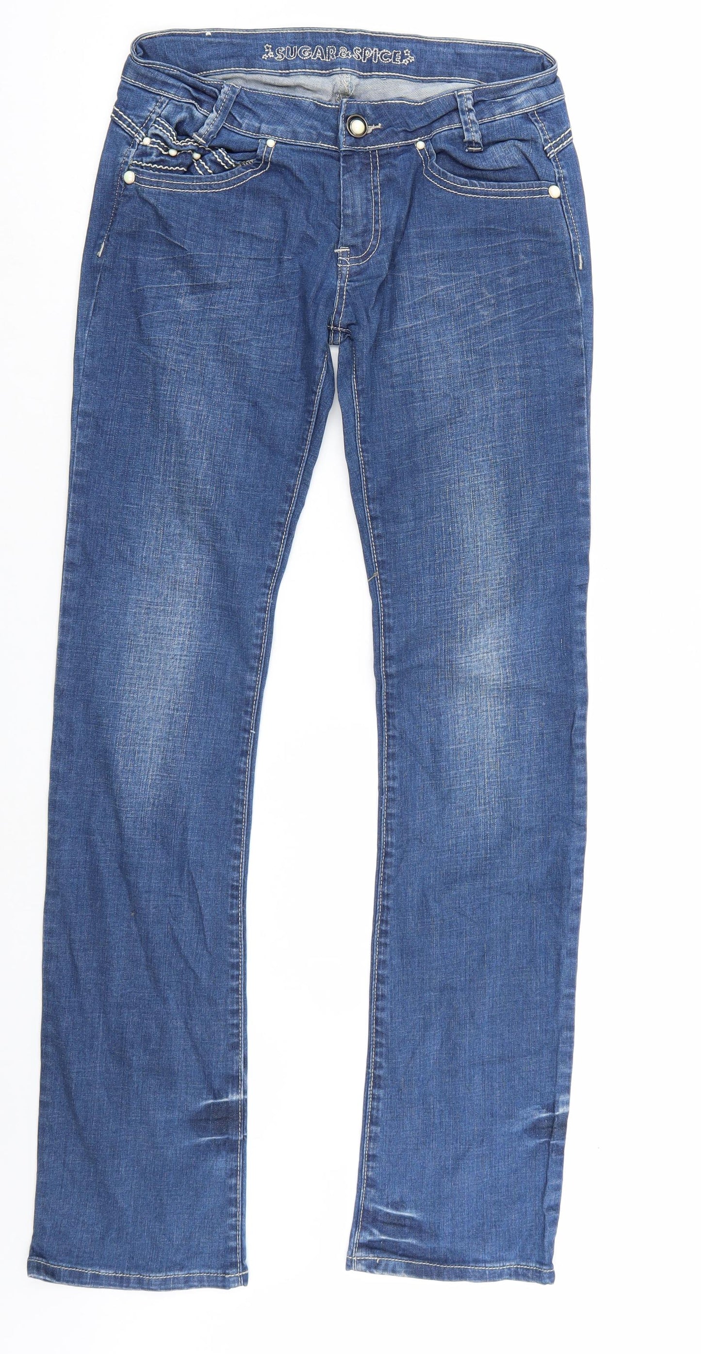 sugar & spice Womens Blue  Denim Straight Jeans Size 28 in L32 in