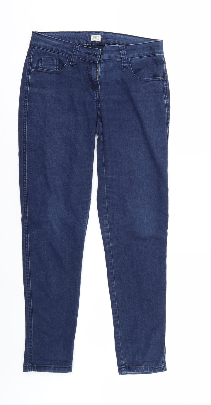 F&F Womens Blue Denim Straight Jeans Size 8 L27 in - e