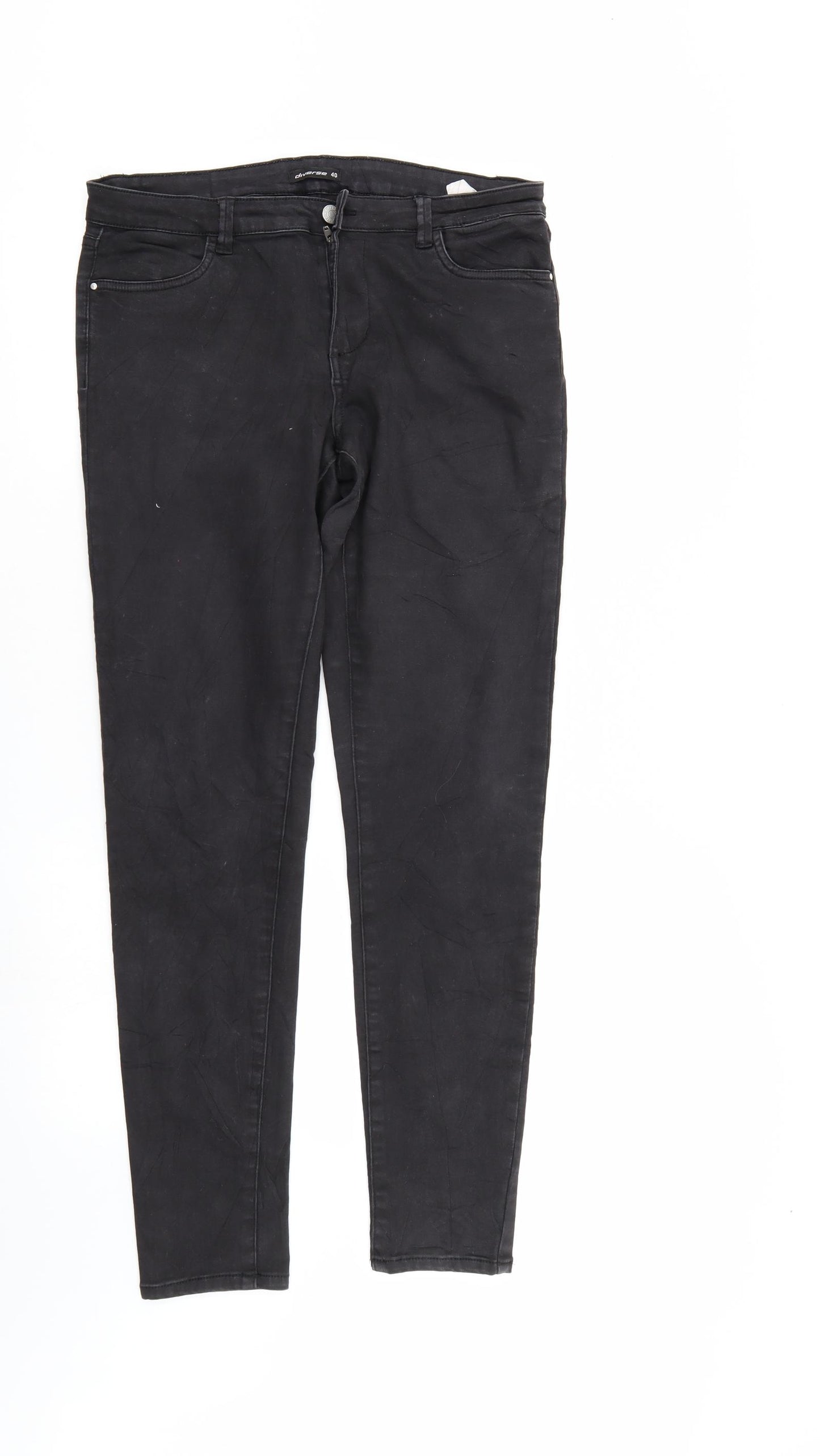 Diverse Womens Black  Denim Straight Jeans Size 12 L29 in
