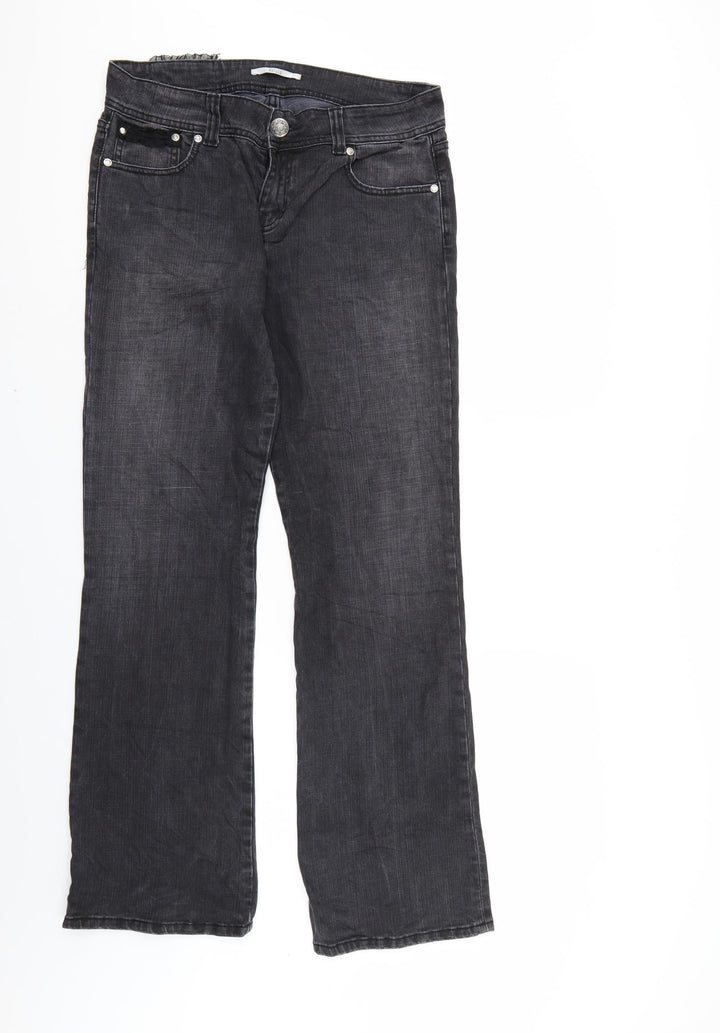 Xanaka Womens Black Denim Straight Jeans Size 12 L32 in