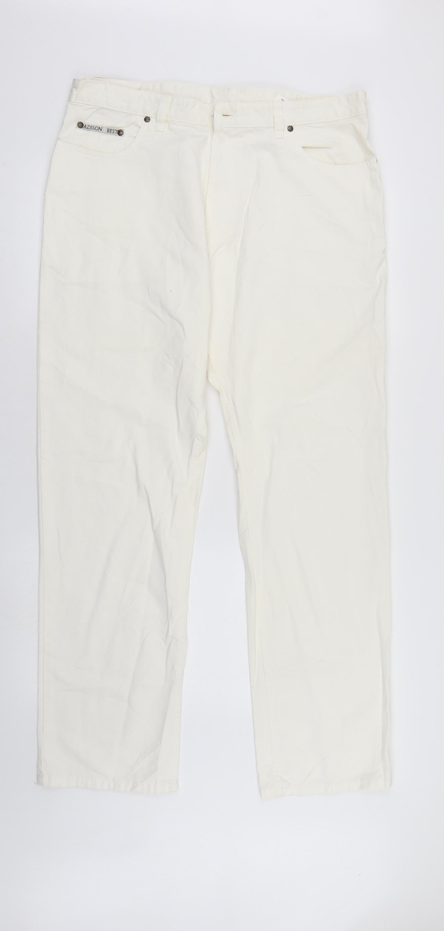 Adison best Mens White  Denim Straight Jeans Size 36 in L31 in