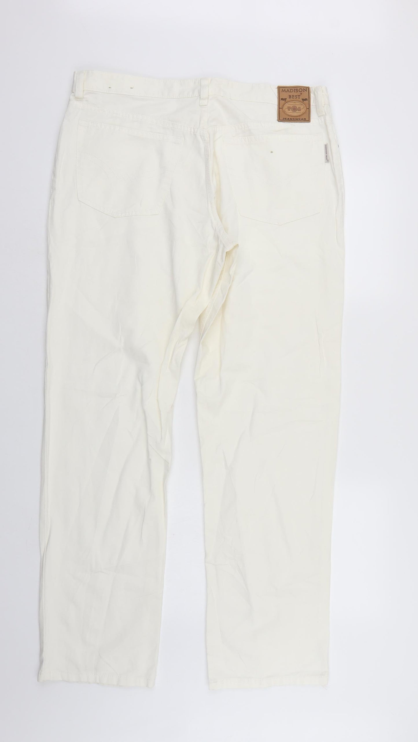 Adison best Mens White  Denim Straight Jeans Size 36 in L31 in