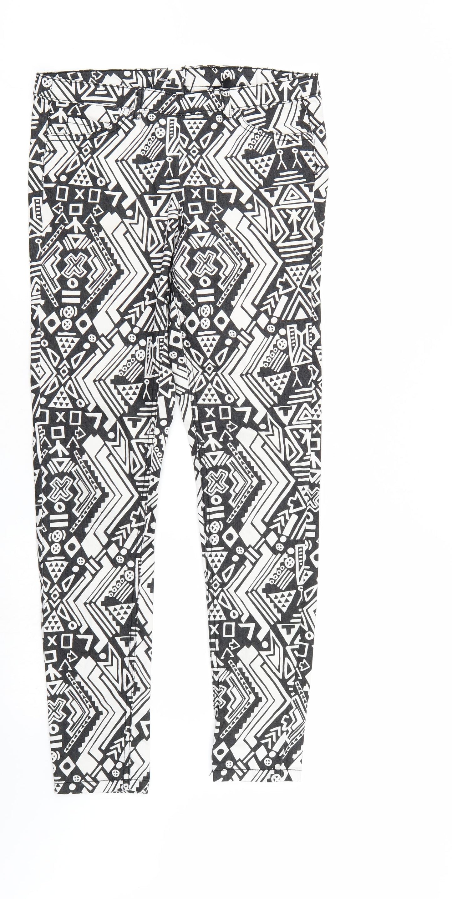 Divided Womens Multicoloured Geometric Denim Tapered Jeans Size 10 L28 in