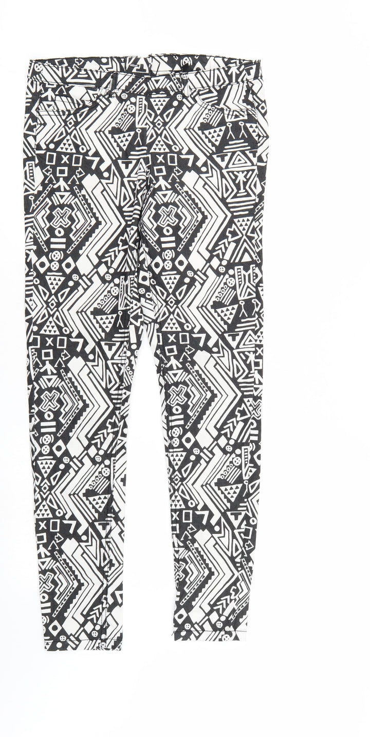 Divided Womens Multicoloured Geometric Denim Tapered Jeans Size 10 L28 in