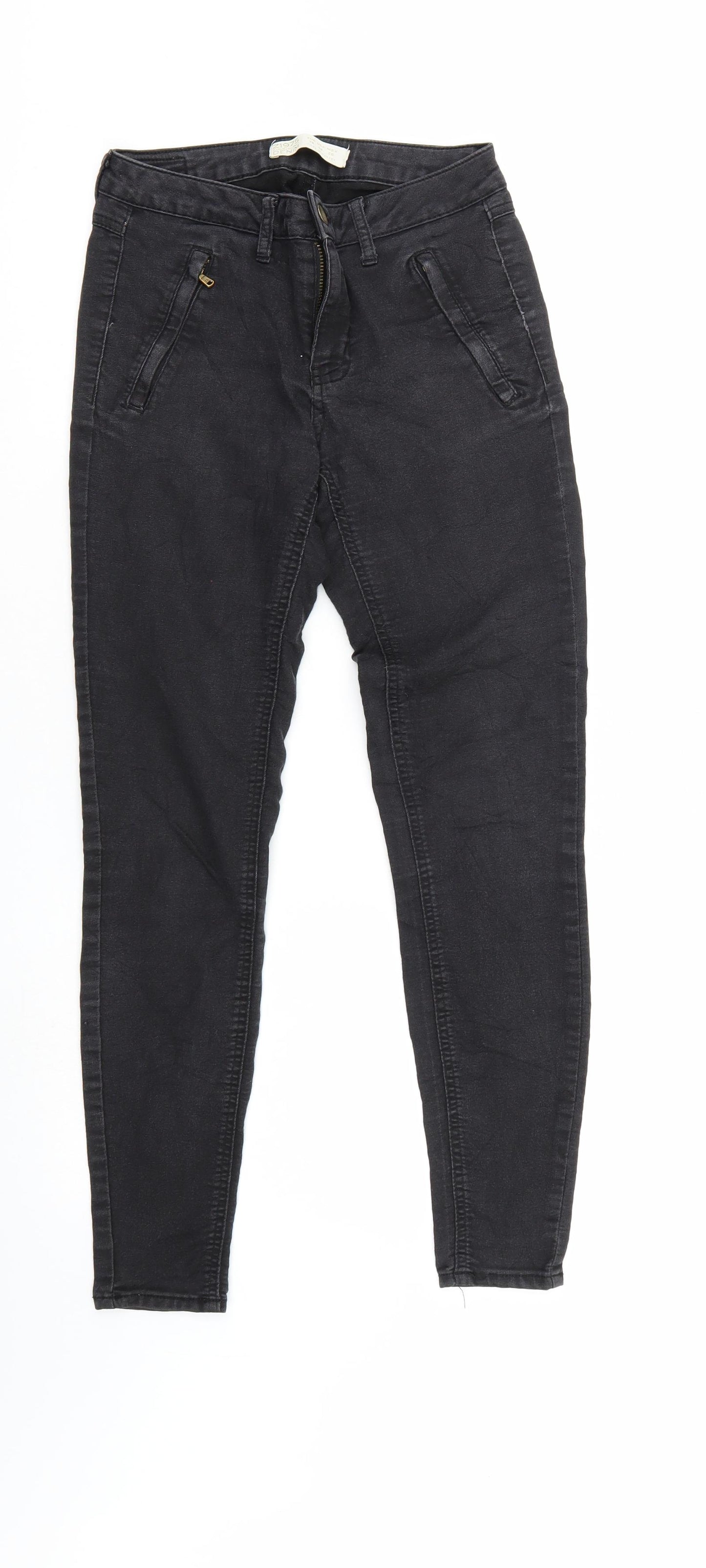 Zara Womens Black  Denim Tapered Jeans Size 10 L26 in