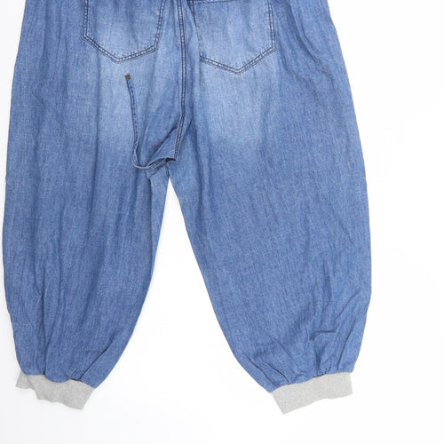 Crop Womens Blue  Denim Cropped Jeans Size 20 L20 in - Elastic Waist & Elastic heel