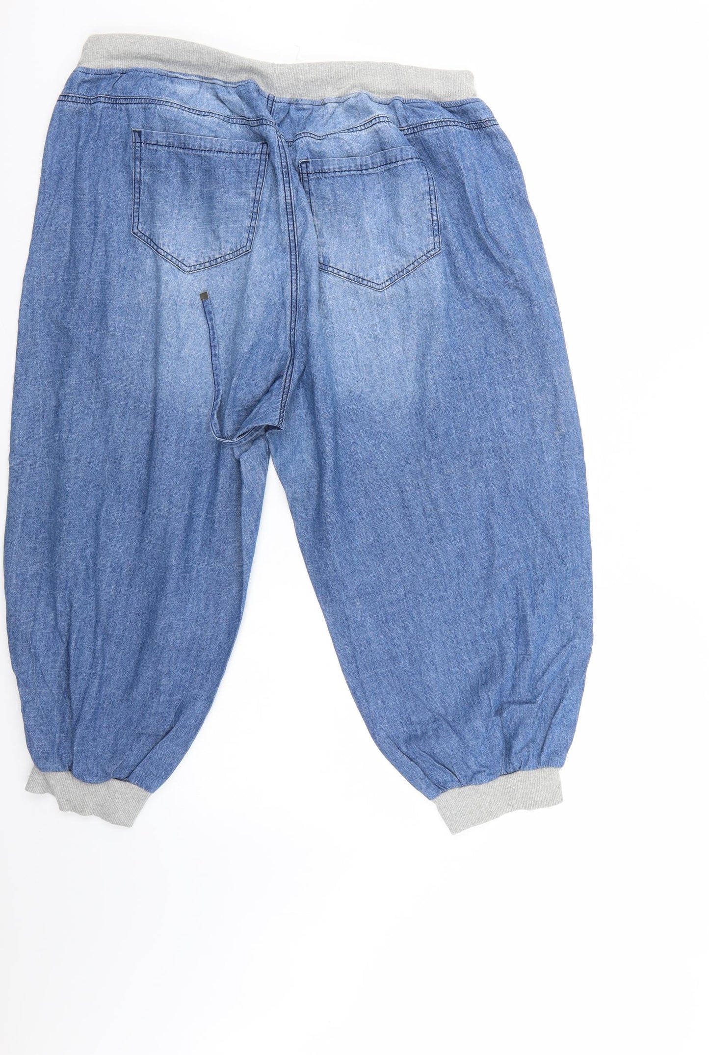 Crop Womens Blue  Denim Cropped Jeans Size 20 L20 in - Elastic Waist & Elastic heel