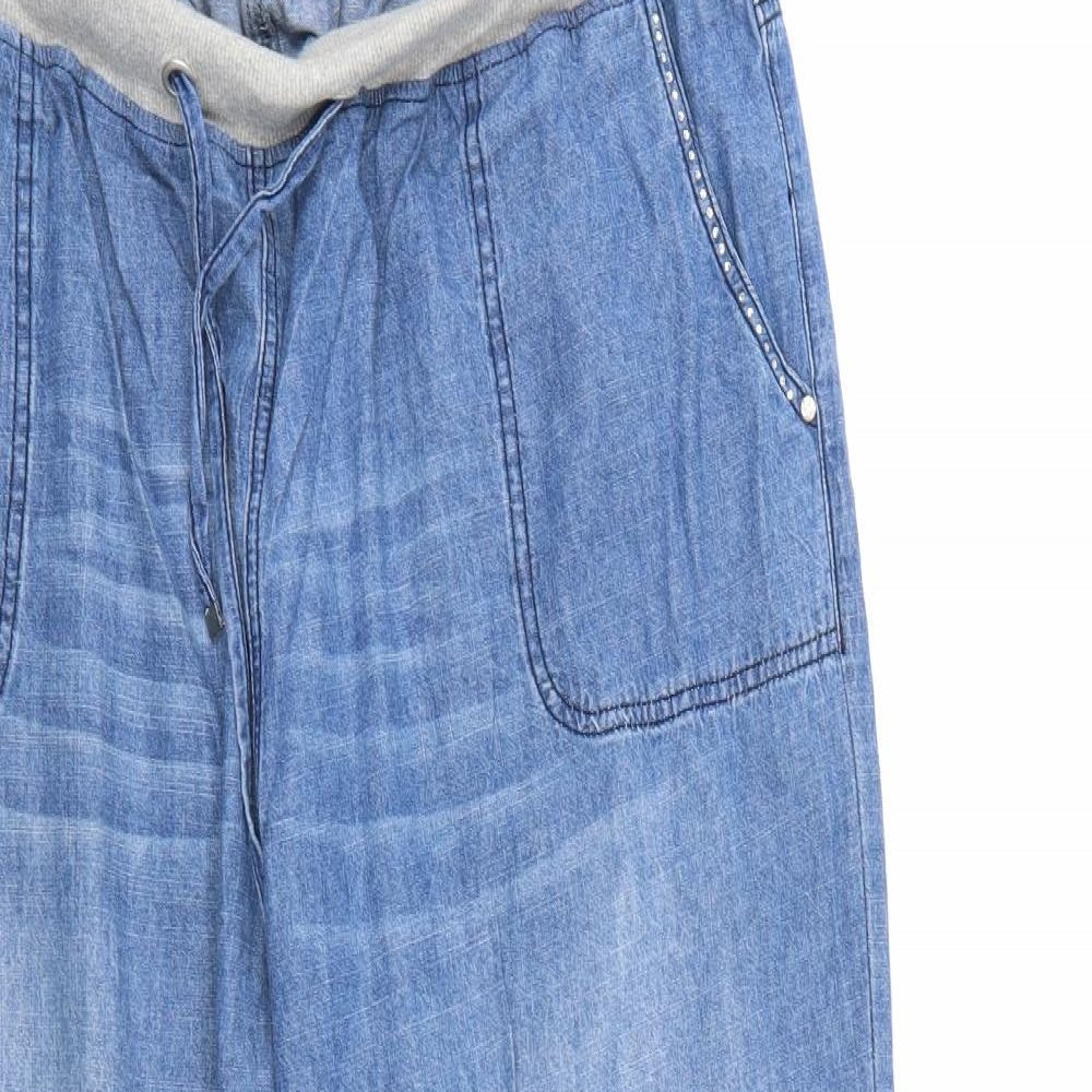 Crop Womens Blue  Denim Cropped Jeans Size 20 L20 in - Elastic Waist & Elastic heel