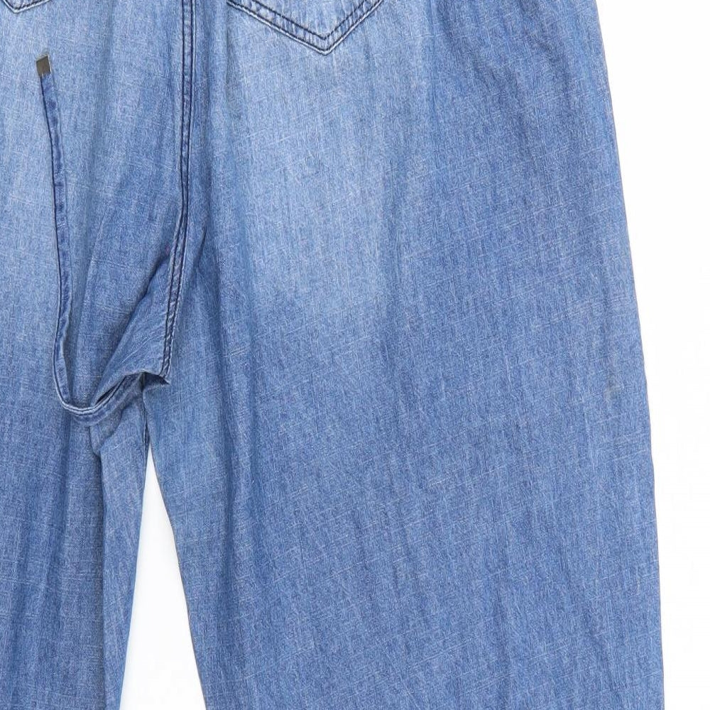 Crop Womens Blue  Denim Cropped Jeans Size 20 L20 in - Elastic Waist & Elastic heel