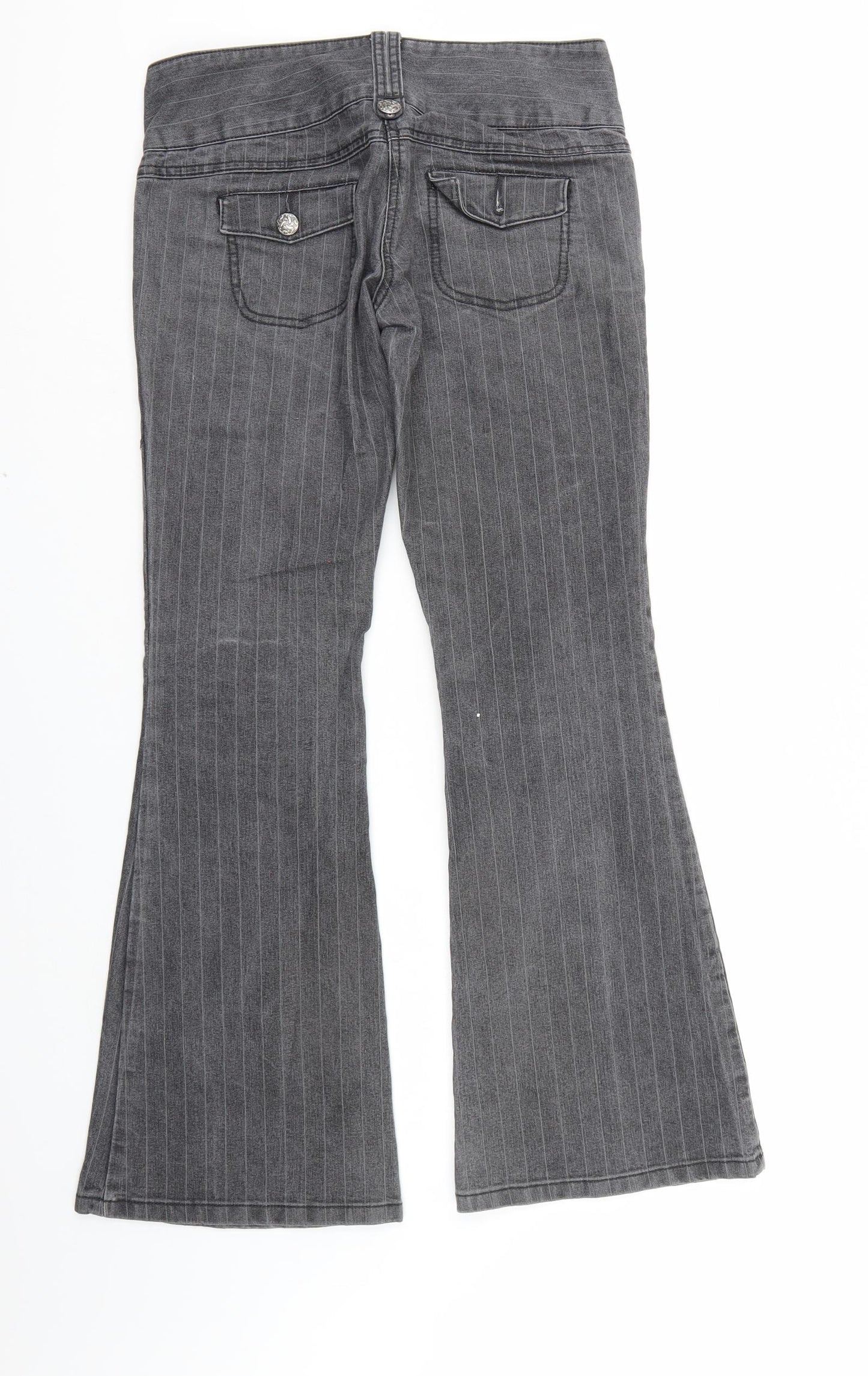 Falmer Womens Grey Striped Denim Bootcut Jeans  L29 in