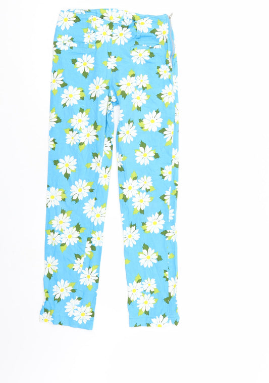 Front view of c dept girls’ multicoloured floral denim straight jeans, size 13-14, years