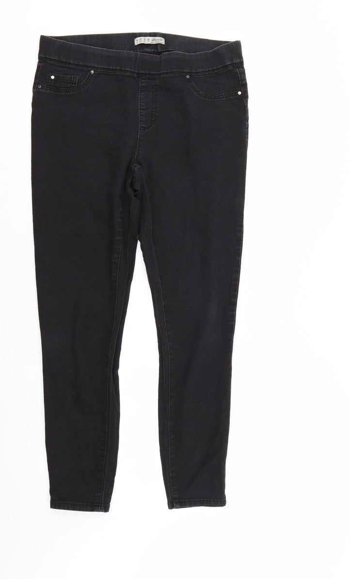 Denim & Co. Womens Black Denim Straight Jeans Size 14 L27 in