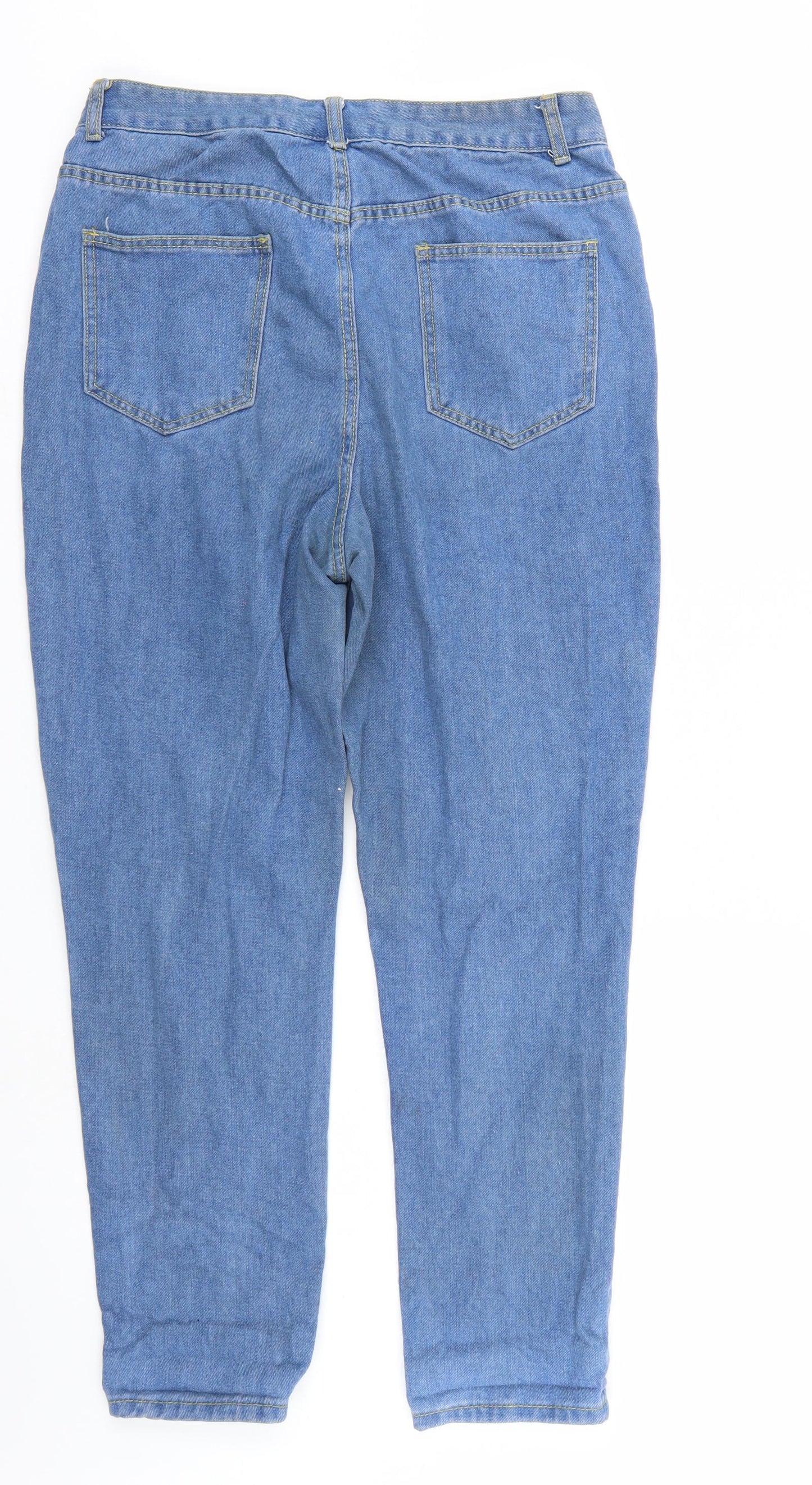 Boohoo Womens Blue  Denim Straight Jeans Size 14 L26 in