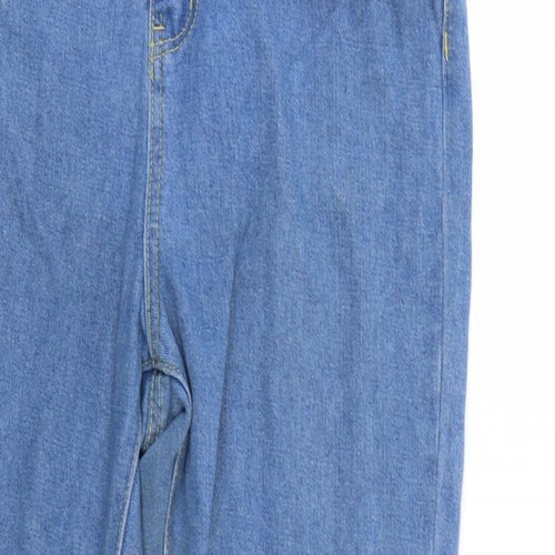 Boohoo Womens Blue  Denim Straight Jeans Size 14 L26 in