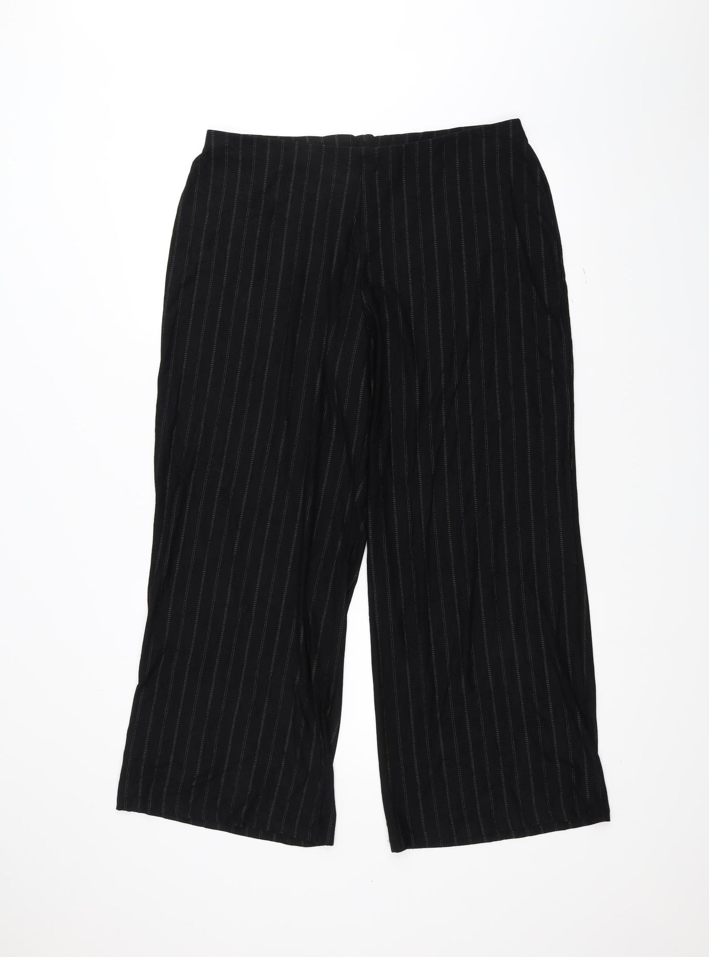 Marks and Spencer Womens Black Striped  Trousers  Size 18 L24 in