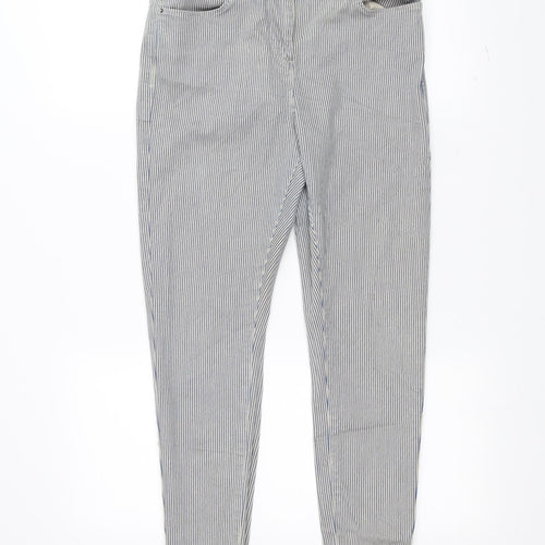 Marks and Spencer Womens White Striped  Skinny Jeans Size 10 L25 in
