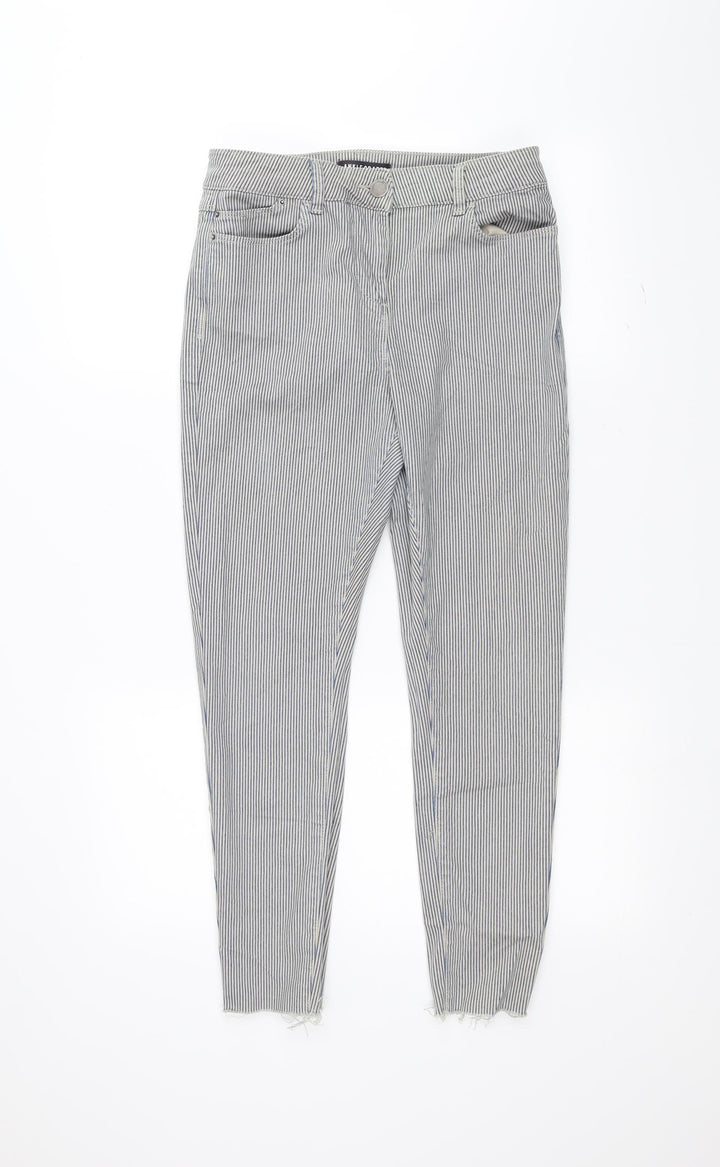 Marks and Spencer Womens White Striped  Skinny Jeans Size 10 L25 in