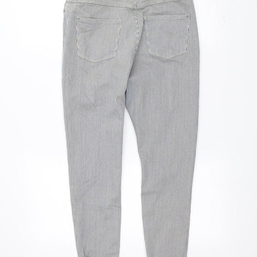 Marks and Spencer Womens White Striped  Skinny Jeans Size 10 L25 in