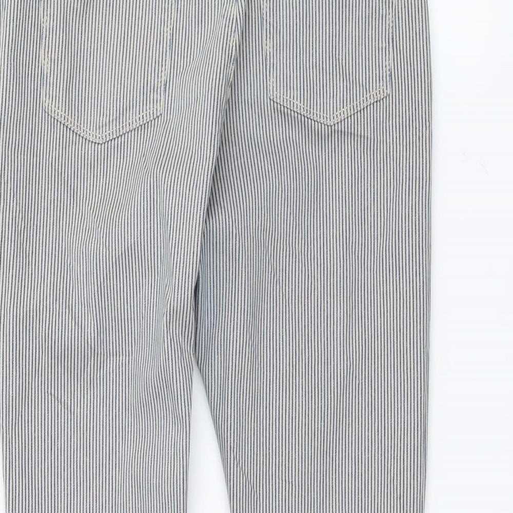 Marks and Spencer Womens White Striped  Skinny Jeans Size 10 L25 in