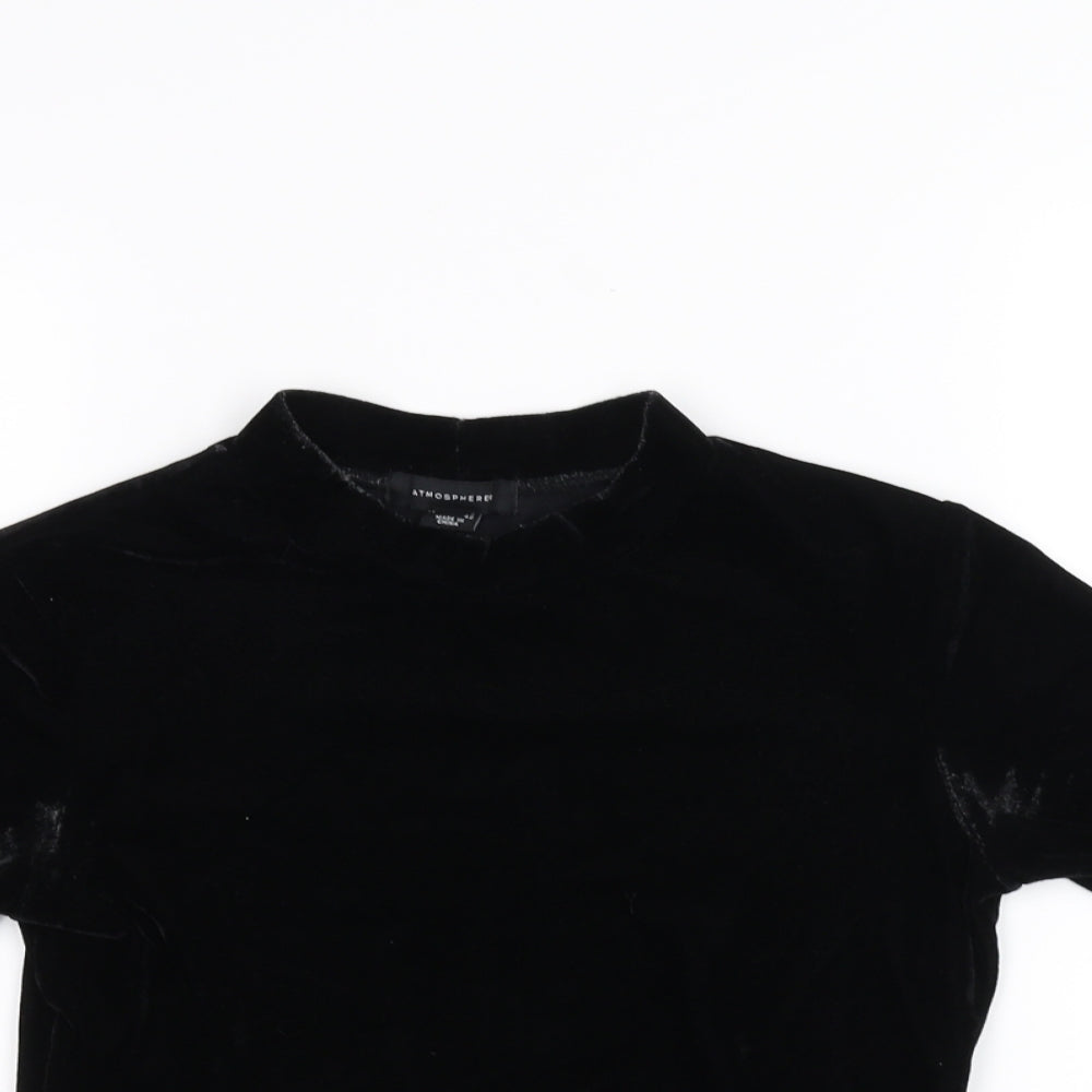Atmosphere Womens Black   Basic T-Shirt Size 10  - cropped