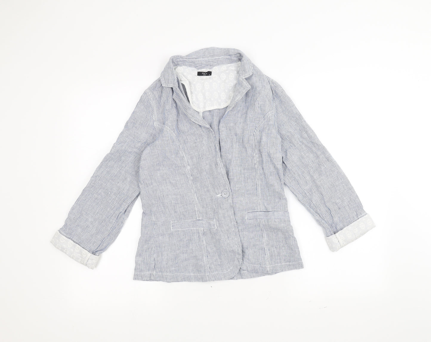 M&Co Womens Blue Striped  Jacket  Size 8